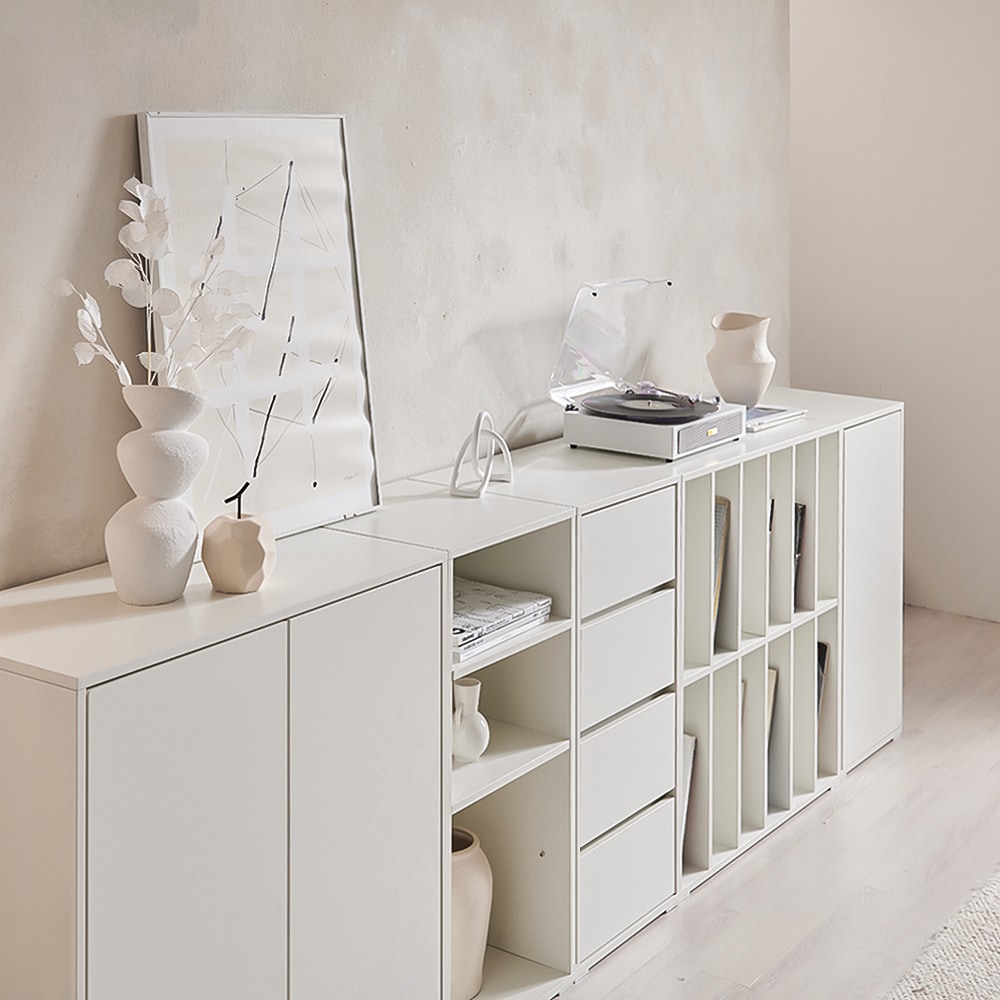 VASPHOR MUTTE キャビネット 80cm［3色］ ホワイト 加工木材 奥行き