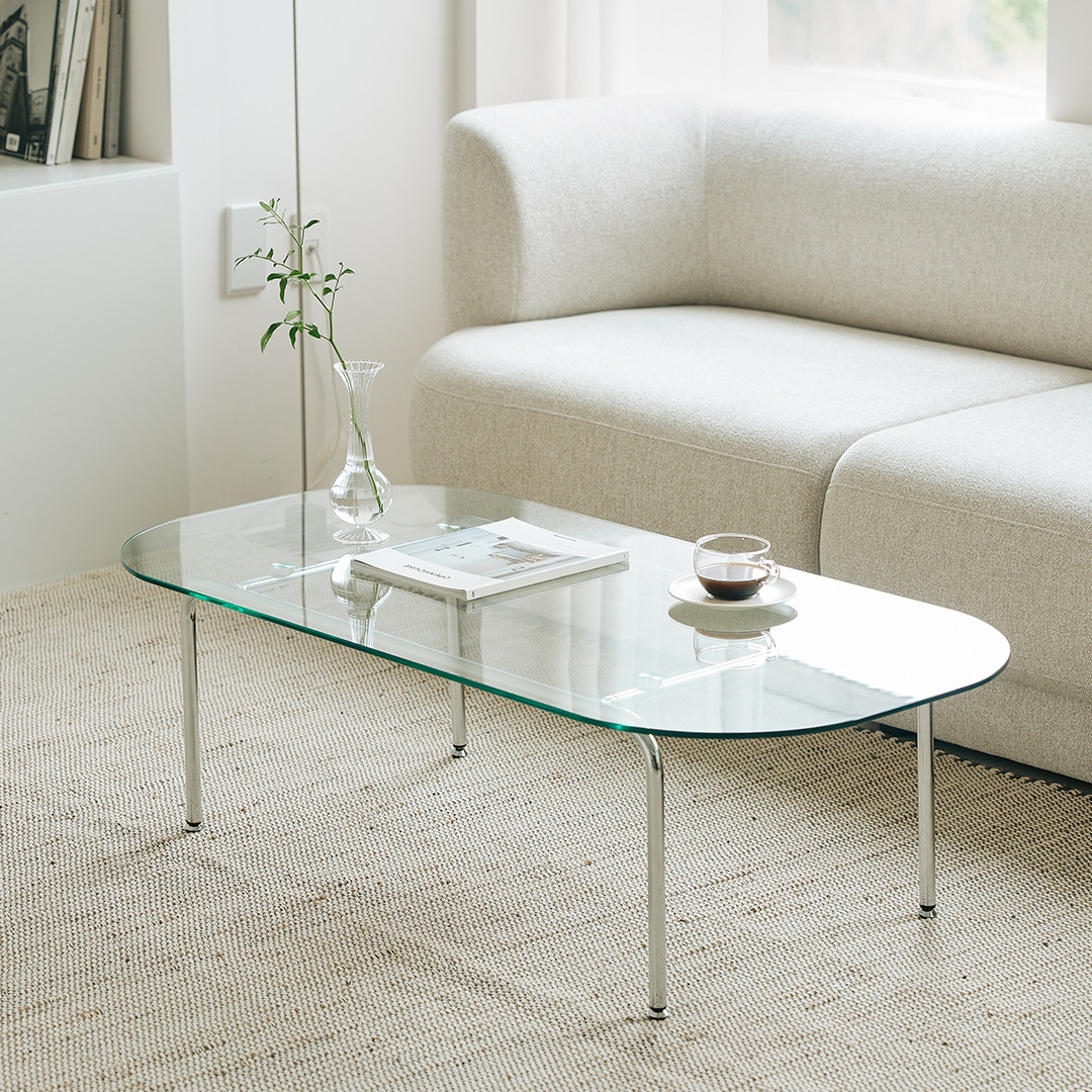 2段 モジュール ガラス ローテーブル S| Ohouse(オーハウス)家具