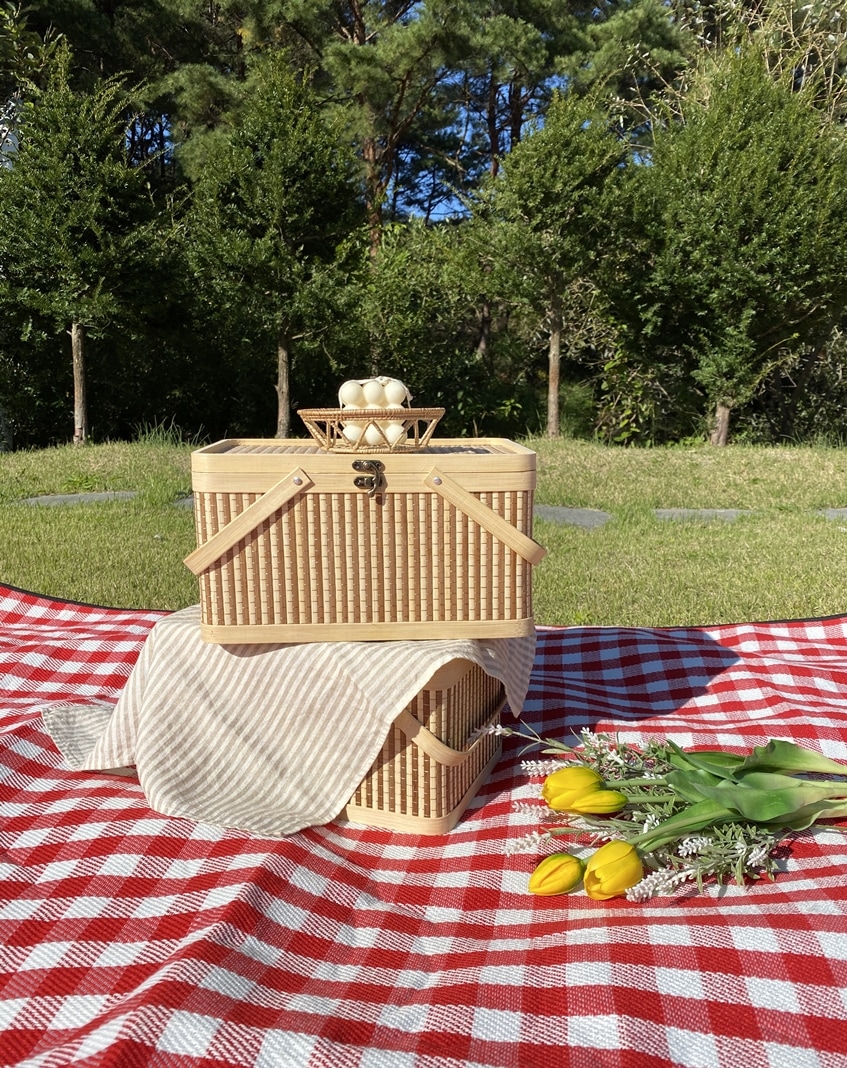 대나무 피크닉 바구니 감성 캠핑 바구니