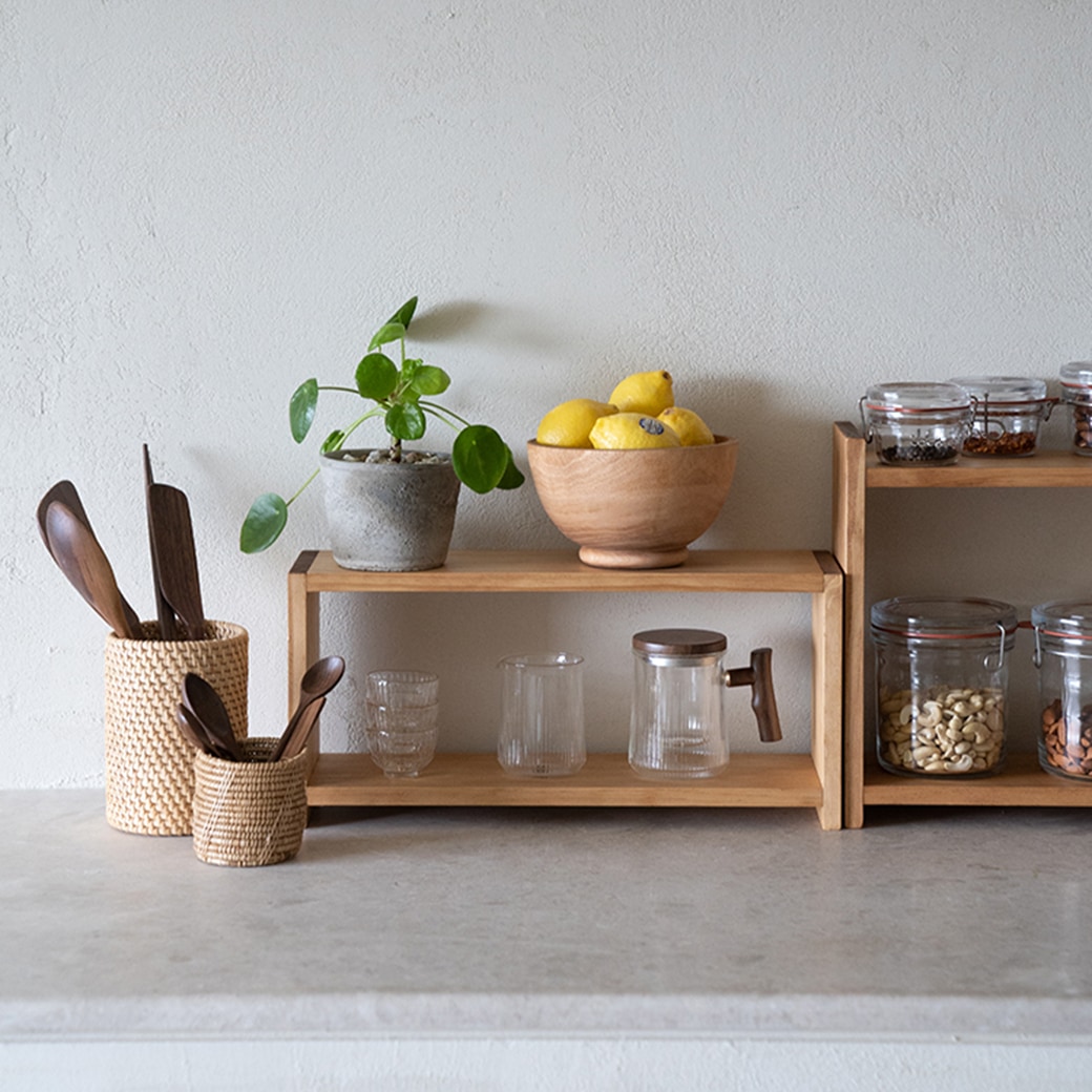 주방 씽크대 정리 원목 2단 선반