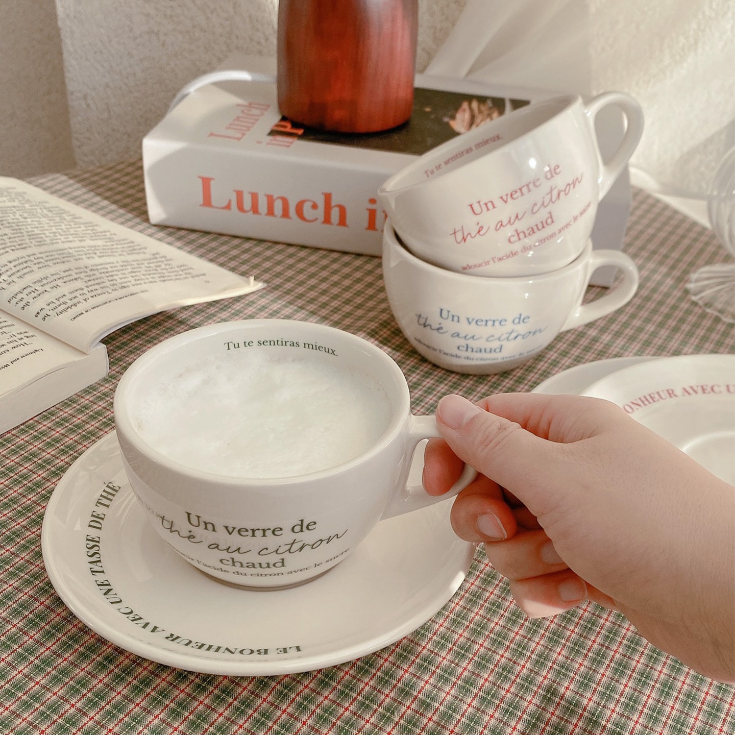 본쥬네 레터링 커피잔세트