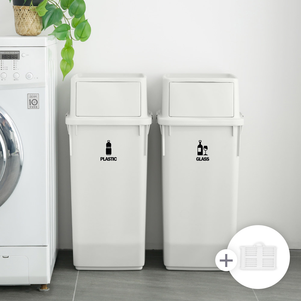 내츄럴 롱바디 분리수거함 60L 1+1단