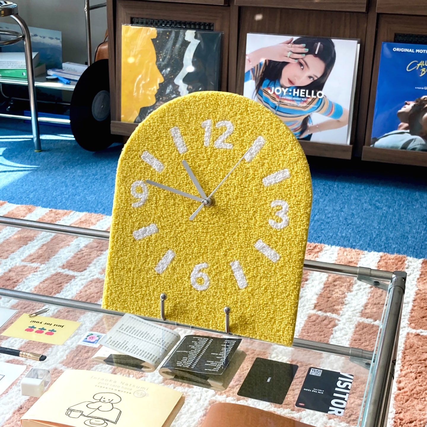 패브릭 시계 집들이선물 저소음 벽시계 인테리어 Yellow 탁상시계 겸용