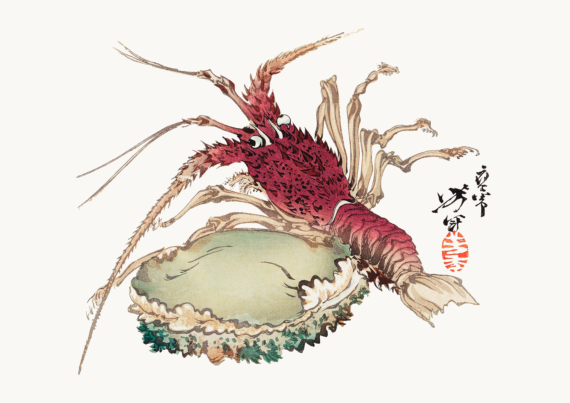 그림·사진 > 크로우피쉬와 전복 랍스터 바닷가재 닭새우 동양화 그림 레스토랑 횟집 일식집 포스터 액자 | 오늘의집 쇼핑