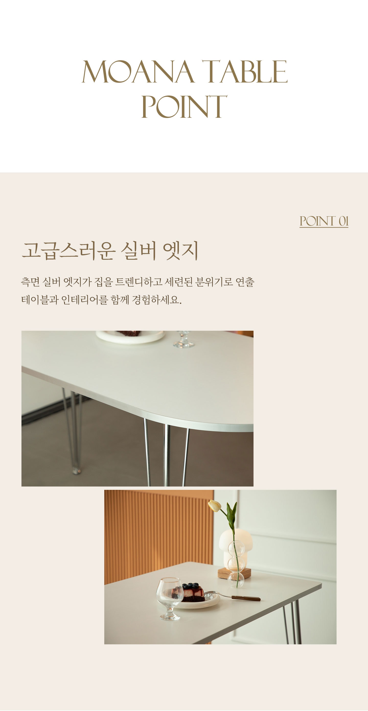모아나 미드센츄리모던 실버엣지 화이트 식탁 반타원 테이블 1000 상세 이미지 14