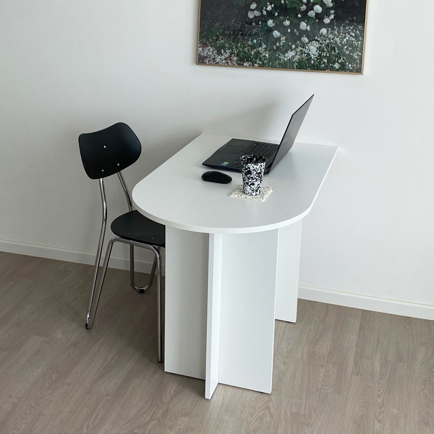 woodray ホームカフェ 半楕円形 ダイニングテーブル 100cm ホワイト