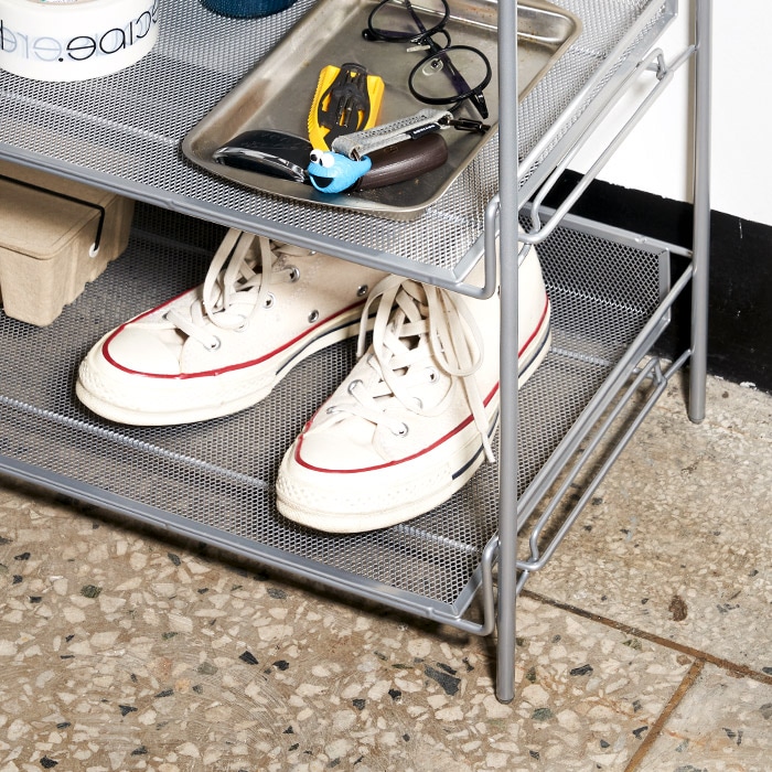 house recipe Mesh ワイド シェルフ 3段 シルバー シルバー メッシュ