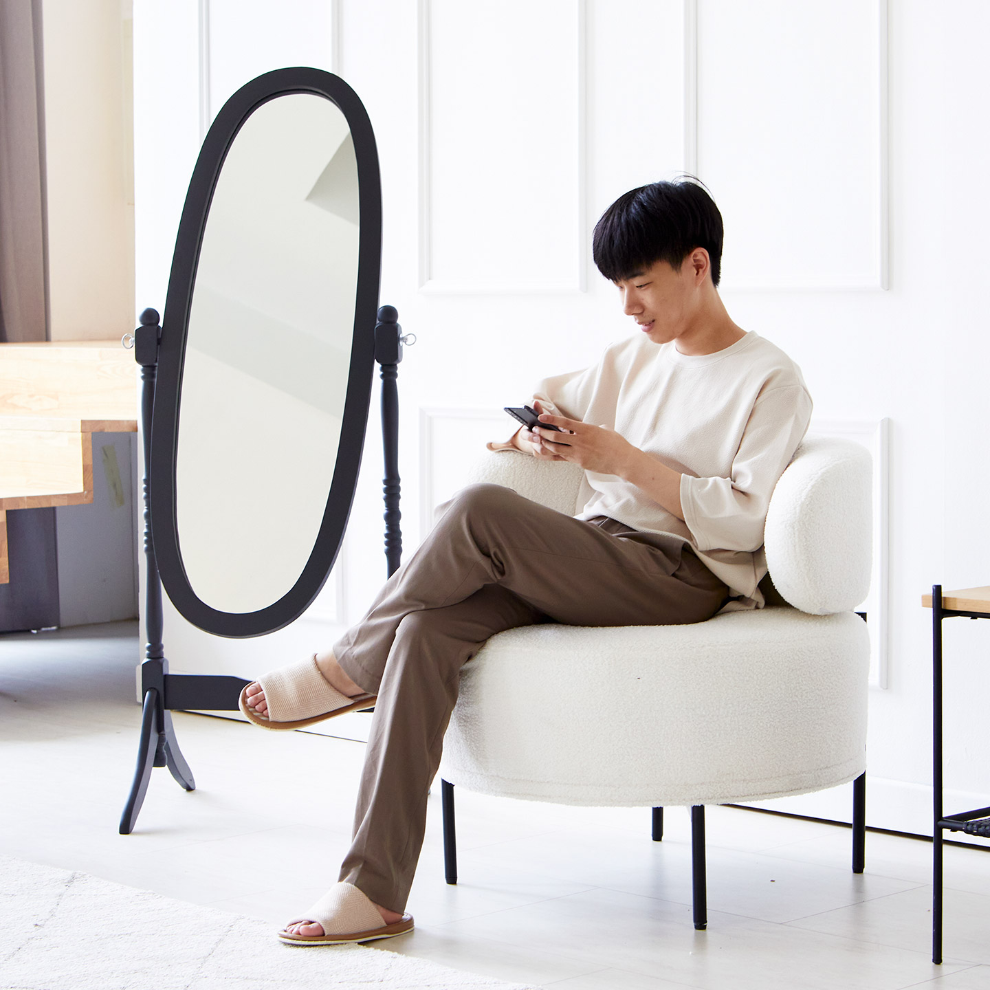 BESTLIVING Ashley ウッド 全身鏡［7色］ ピンク イエロー ブラウン