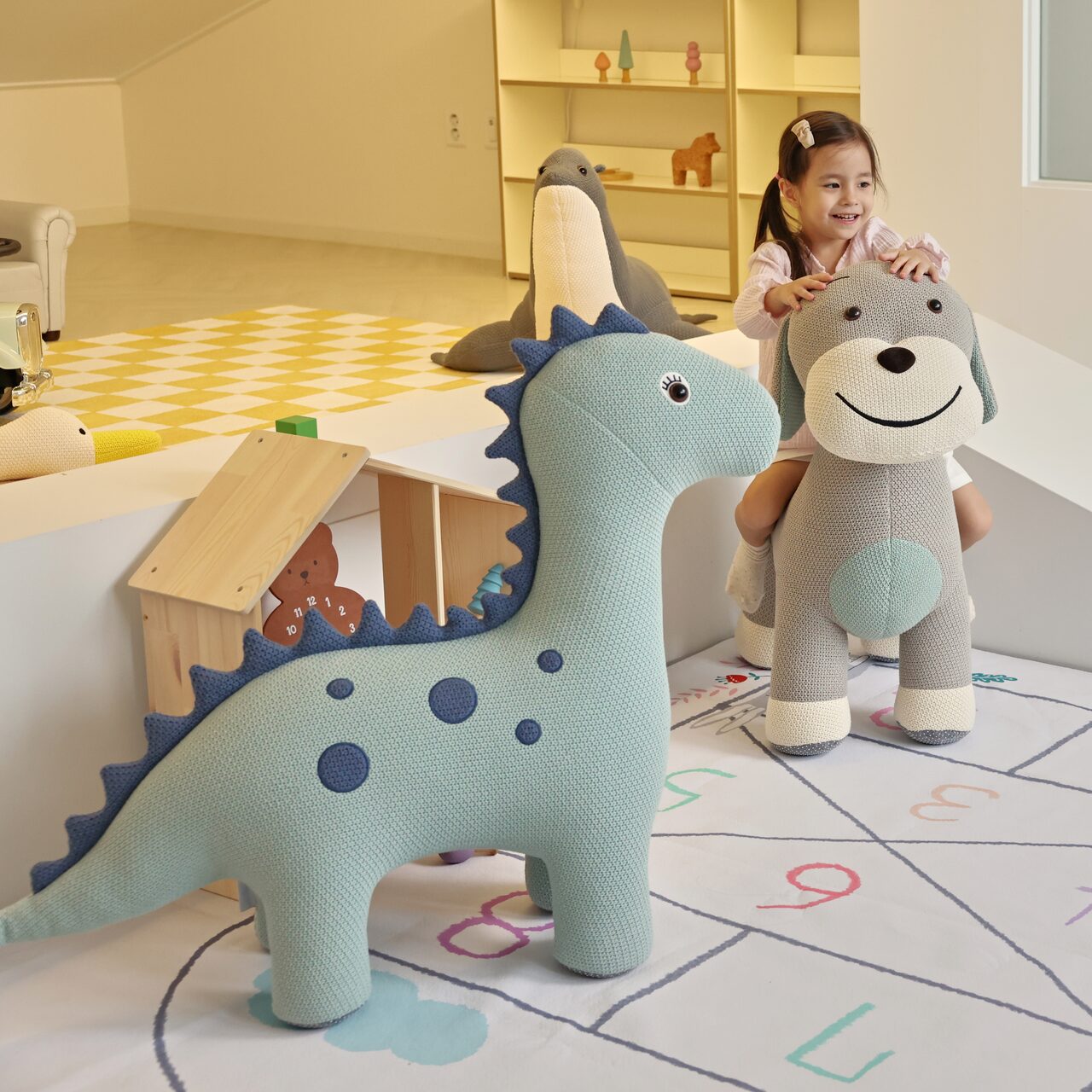 동물인형 스툴 의자 (강아지,공룡M)