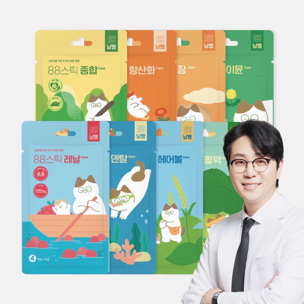 냥쌤 88스틱 나응식수의사 추천 슈퍼푸드 고양이 츄르 88스틱 골라담기 4팩