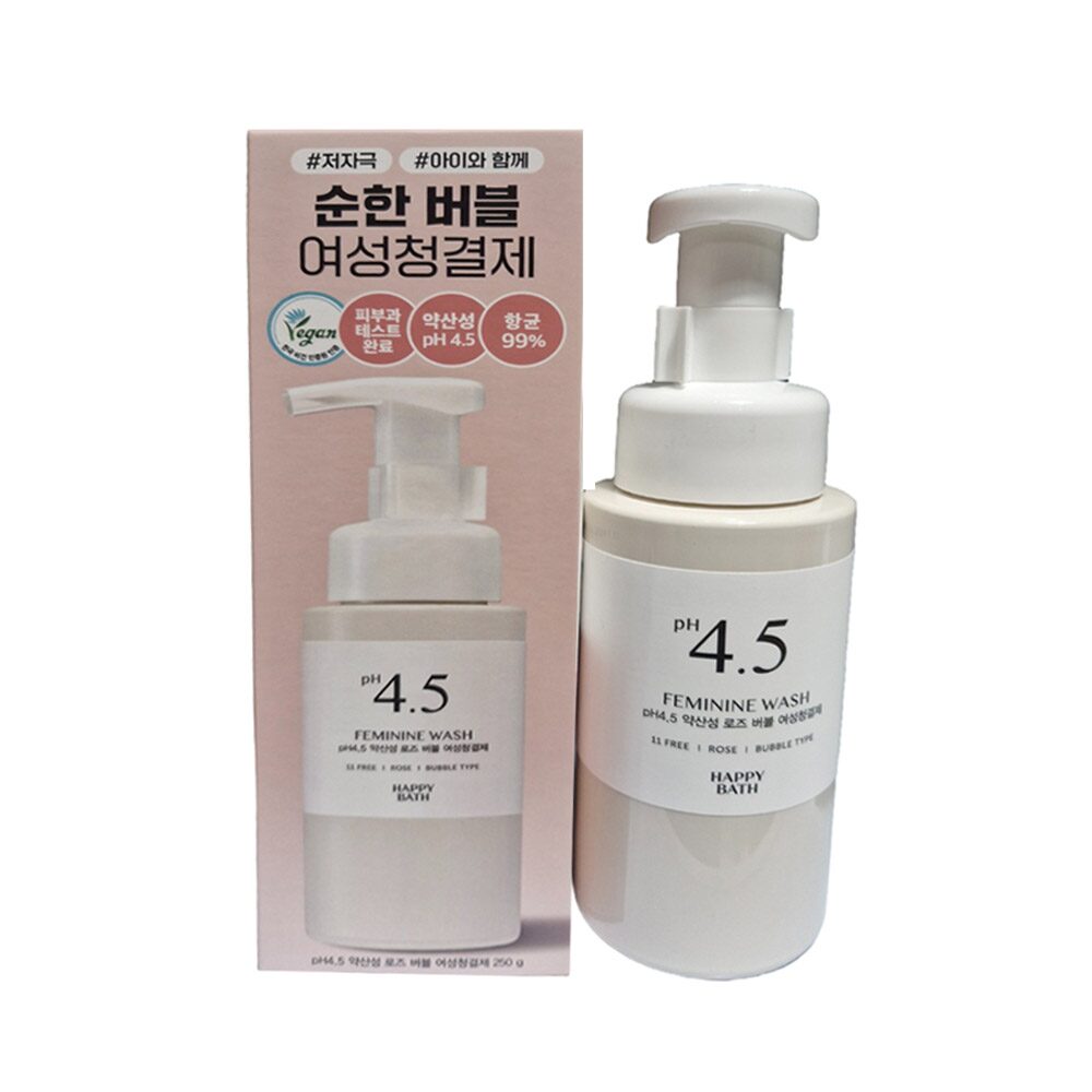 해피바스 여성청결제 pH4.5 약산성 로즈 버블 250mlx2개 Y존 저자극 데일리 여성세