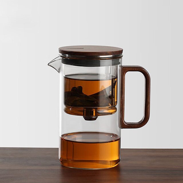 명품 사마도요 우드핸들 티포트 티팟 500mL (BP13_유리필터) 일자형