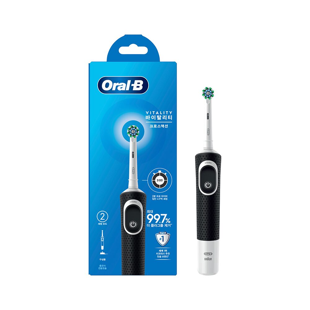 Oral-B 전동칫솔 D100 바이탈리티 크로스액션 블랙