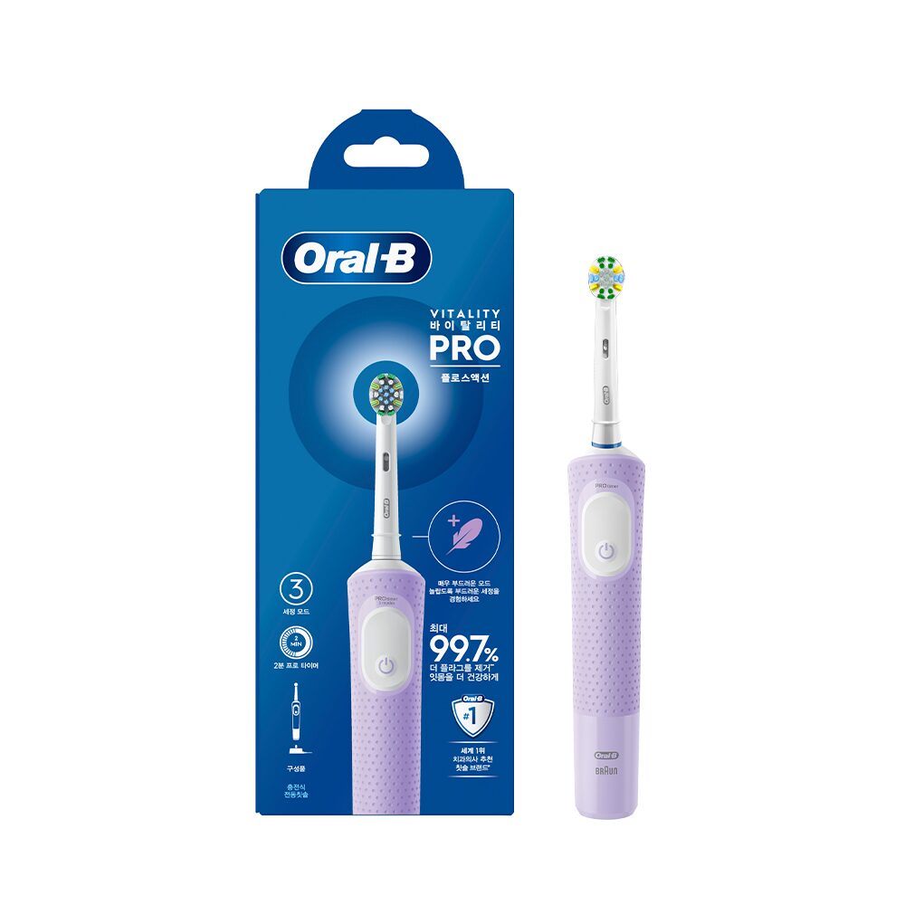 Oral-B 전동칫솔 D103 바이탈리티 프로 플로스액션 라일락 미스트