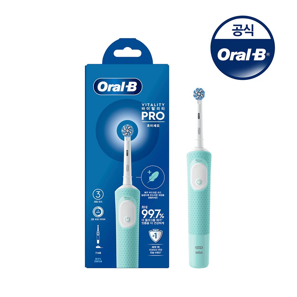 Oral-B 전동칫솔 D103 바이탈리티 프로 초미세모 민트 그린