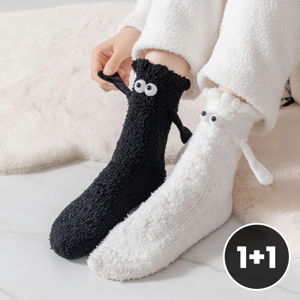 손잡는 자석 수면양말 1+1 커플 겨울 극세사 임산부 보온 롱 덧신