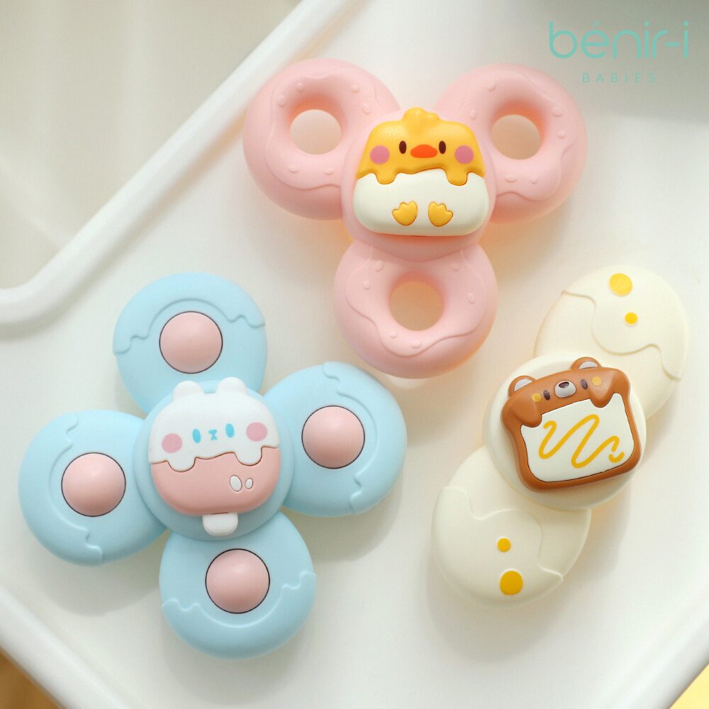 베니르아이 흡착 회전 딸랑이 아기 치발기 스피너 장난감 세트