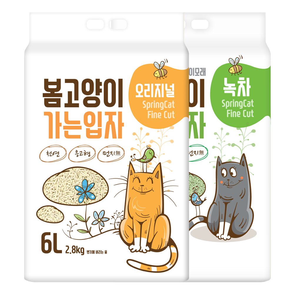 고양이 두부모래 1.5mm 가는입자 오리지널 녹차 2.6kg x 6개