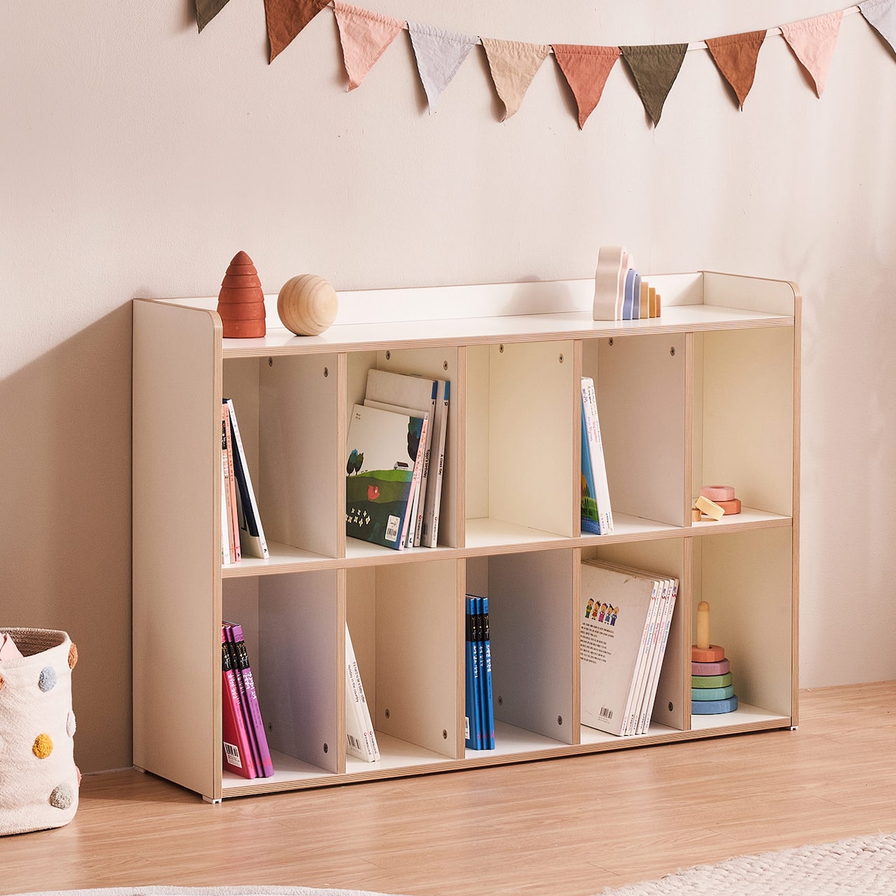 페어리 E0등급 가로 1100 높이 750 2단와이드 아기책장 유아책장 어린이책장 교구장