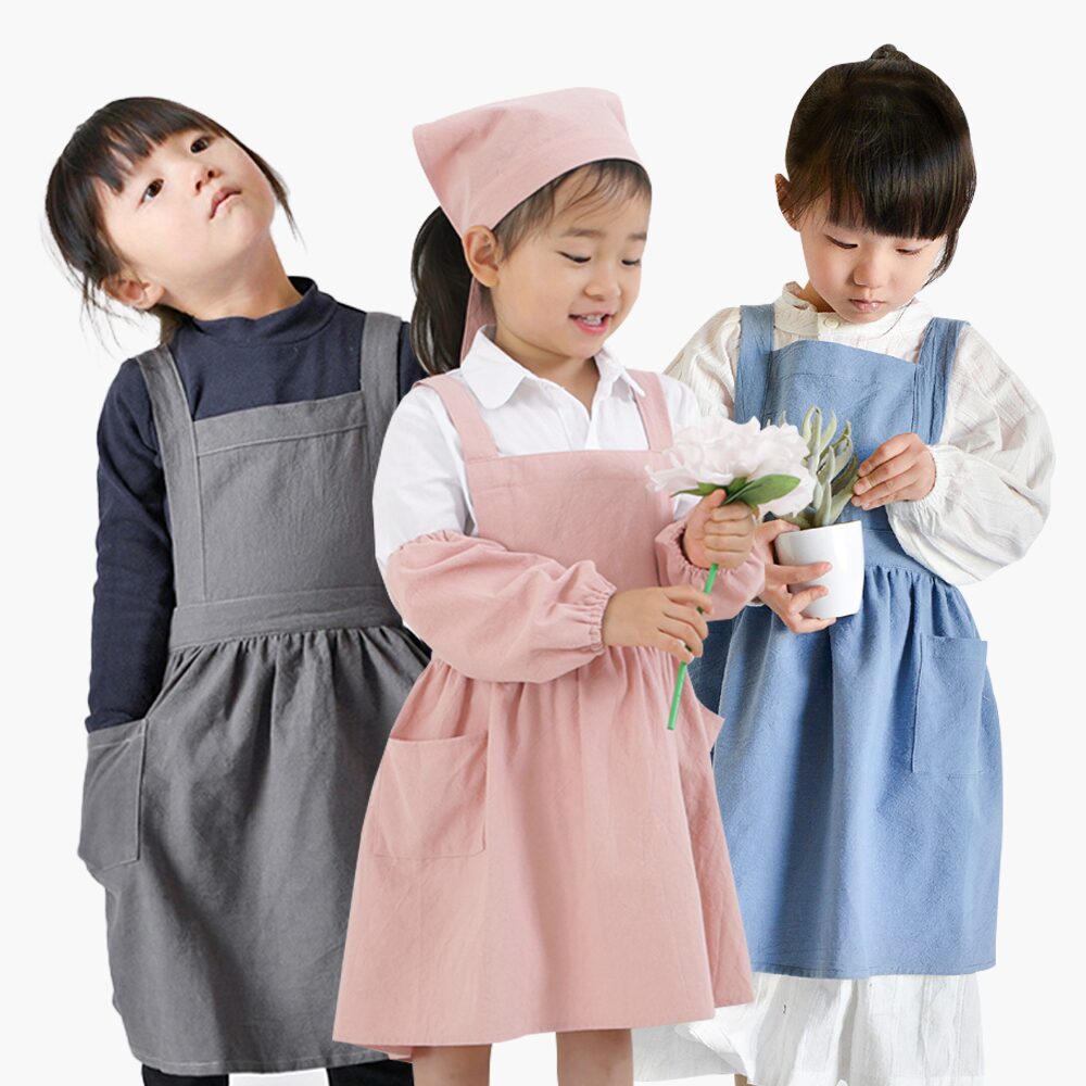 어린이 유아앞치마 린넨 방수앞치마 아기 아동 미술앞치마 6color