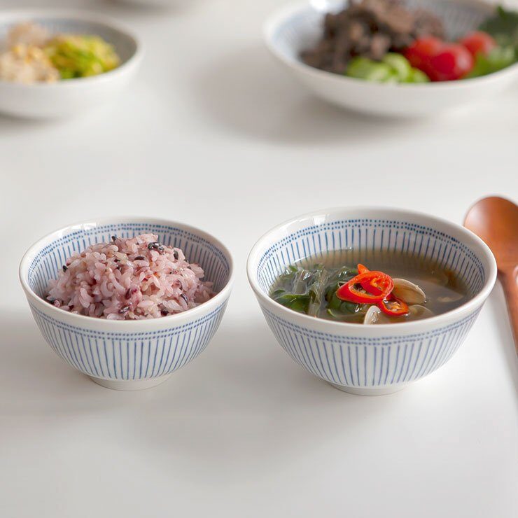 아오이 4인 밥공기, 국그릇 세트 MADE IN JAPAN