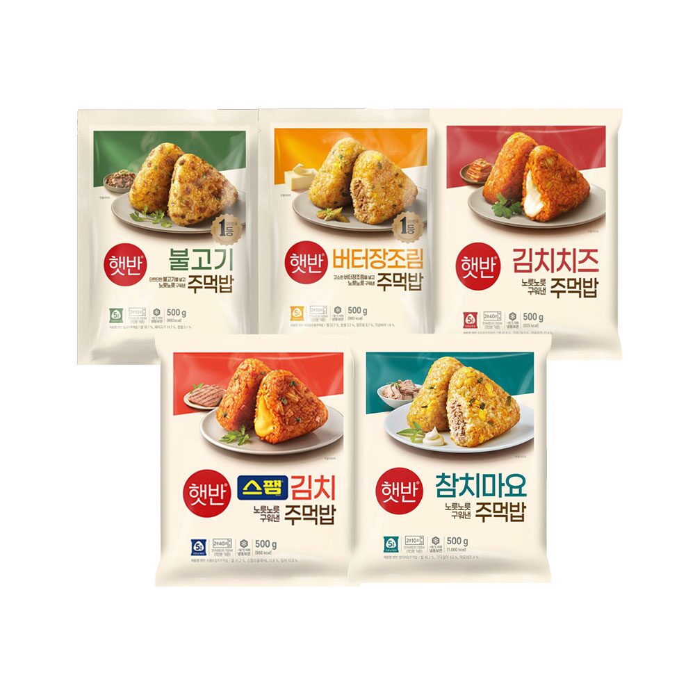 햇반 쿡반 주먹밥500g 5종(불고기,버터장조림,김치치즈,스팸김치,참치마요)