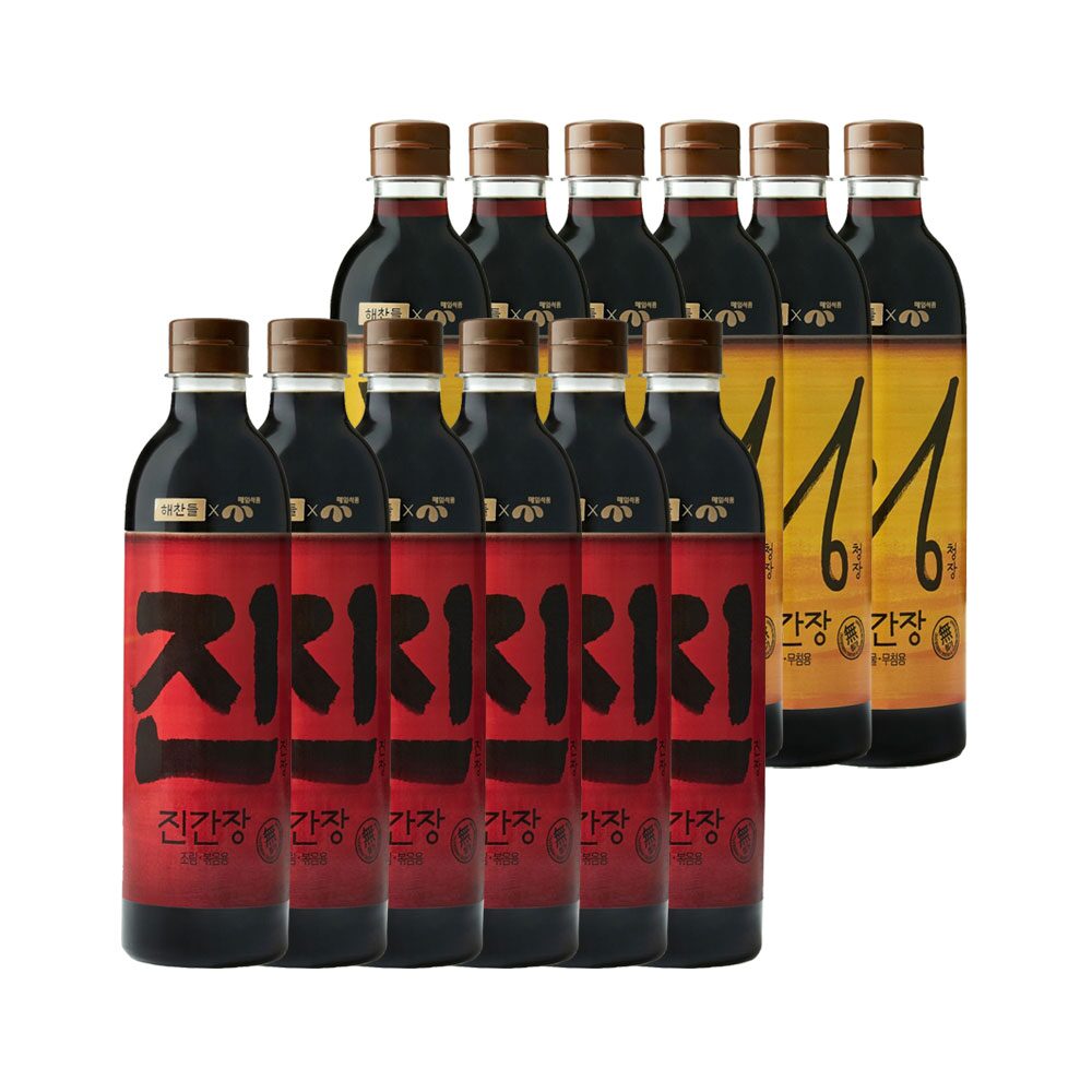 해찬들 진장 진간장 780ml x6개+청장 국간장 780ml x6개