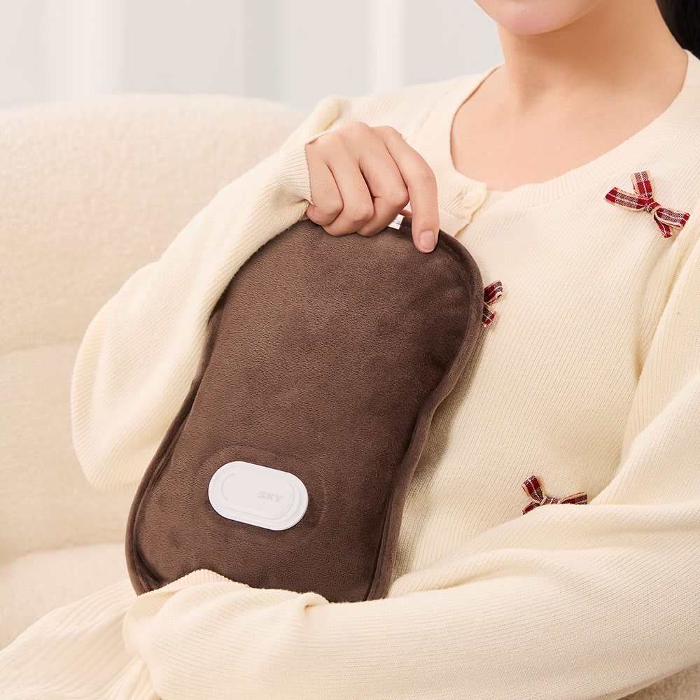 케어 모노웜 충전식 무선 핫팩 온열찜질기 생리통 허리 등 (브라운/그레이)