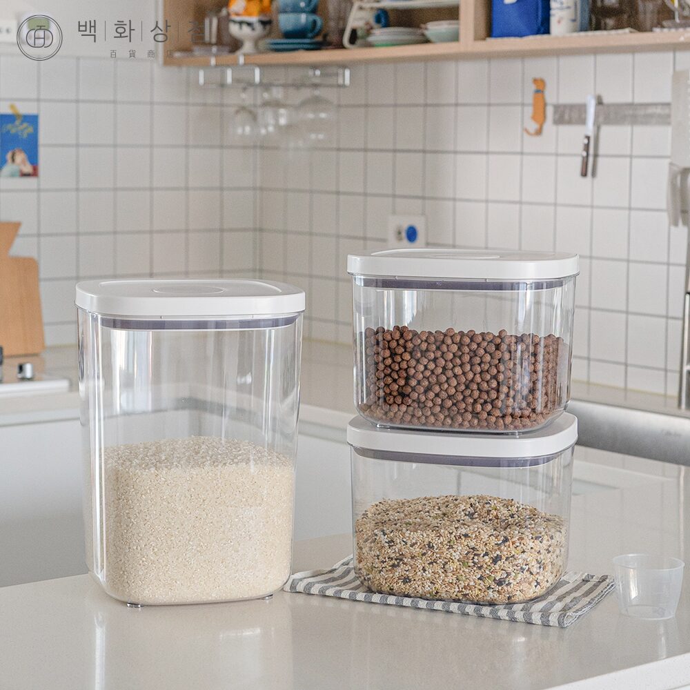 원터치 밀폐 투명 쌀통 진공 보관 냉장고 잡곡 보관함 5kg/10kg