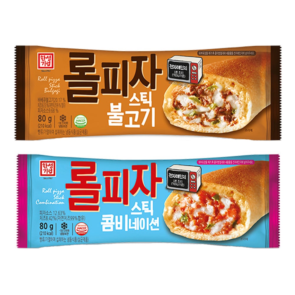 한성 롤피자 스틱 80g 10개 (콤비네이션 5개 + 불고기 5개) 냉동 한입피자 간식