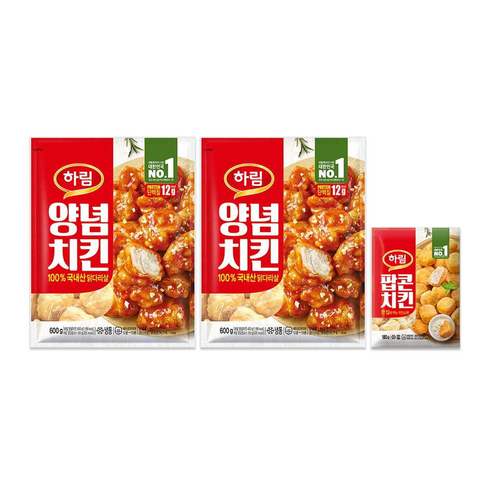 양념치킨 600g 2봉+팝콘치킨 180g 1봉
