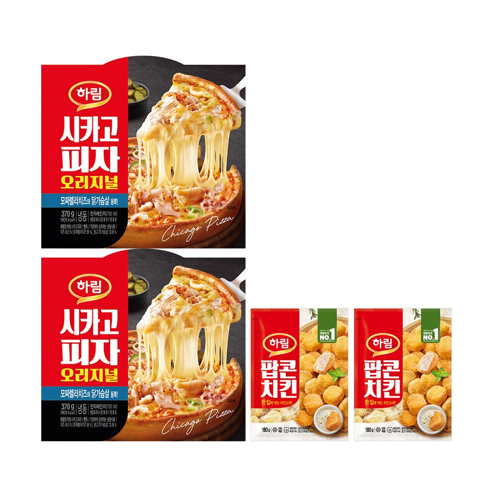시카고피자 370g 2개 + 팝콘치킨 180g 2봉