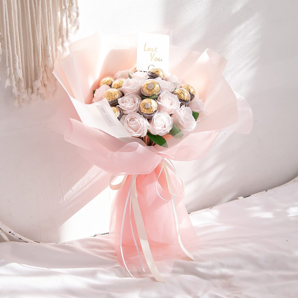 루아 비누꽃 15송이 꽃다발 + 페레로로쉐 10EA