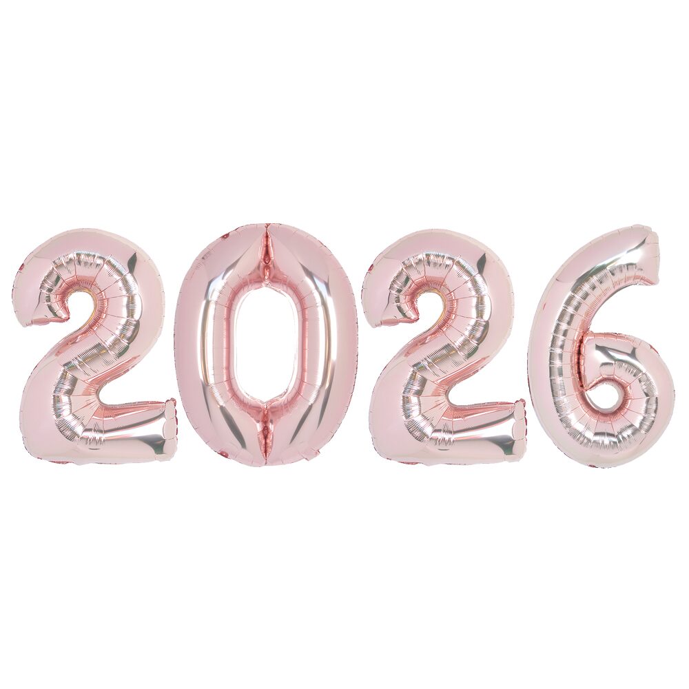 숫자 은박 풍선 중형 2026 패키지 로즈골드 신년 연말 새해 파티 풍선