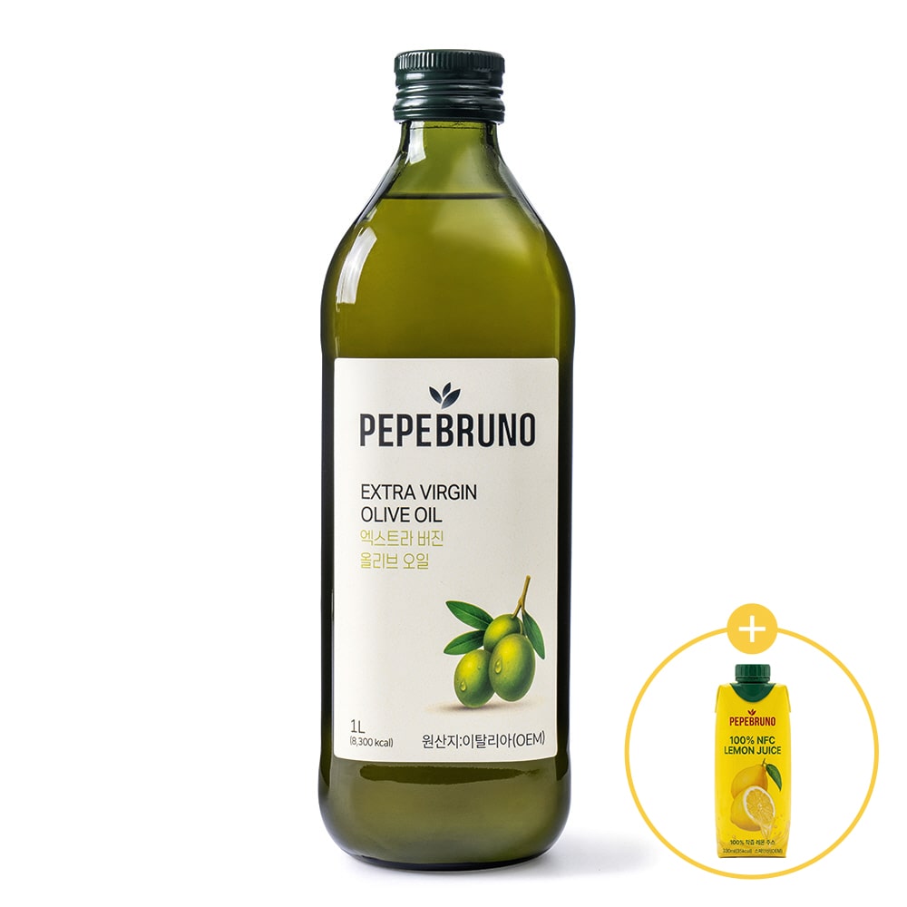 [올레샷]엑스트라버진 올리브오일 1L + NFC 착즙 레몬즙 330ml(증정)