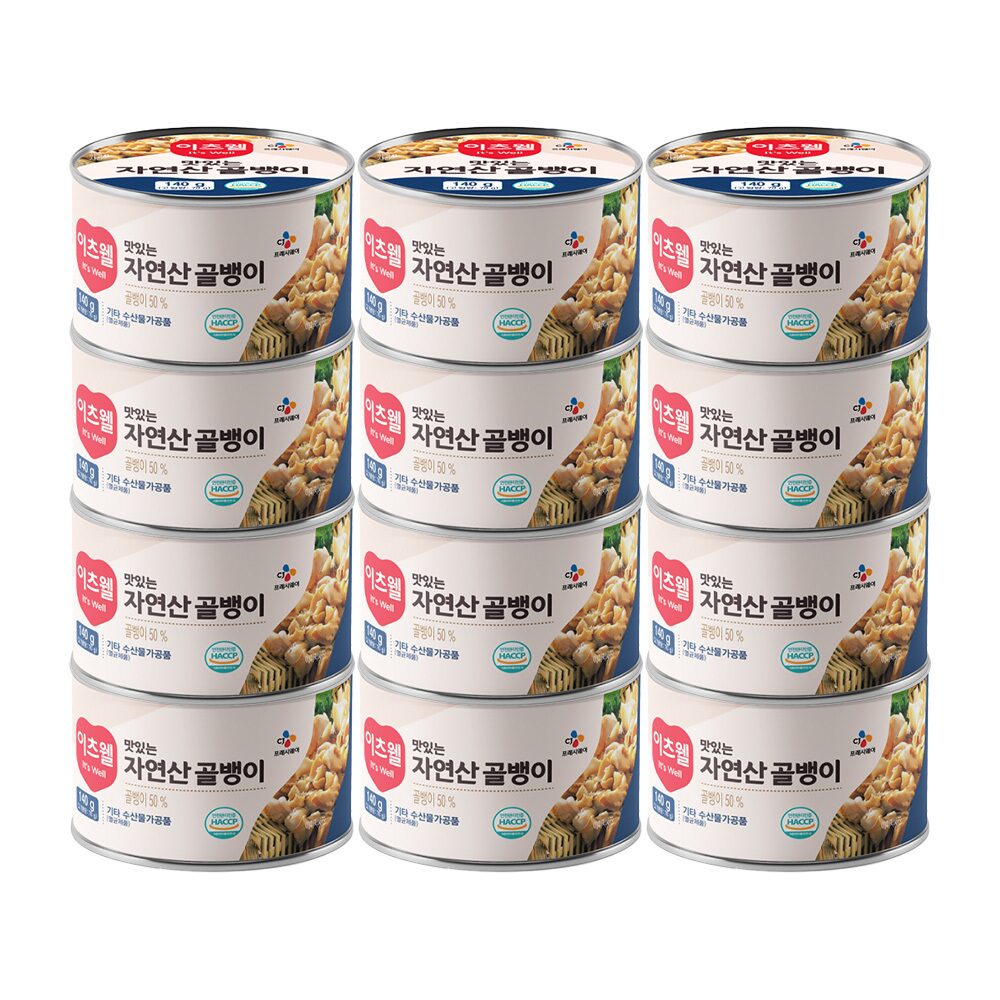 CJ이츠웰 자연산 맛있는 골뱅이캔140g x 12캔