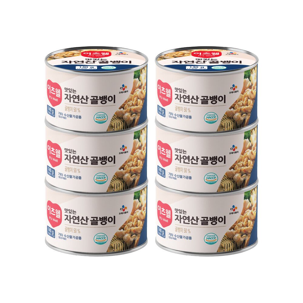 CJ이츠웰 자연산 맛있는 골뱅이캔140g x 6캔