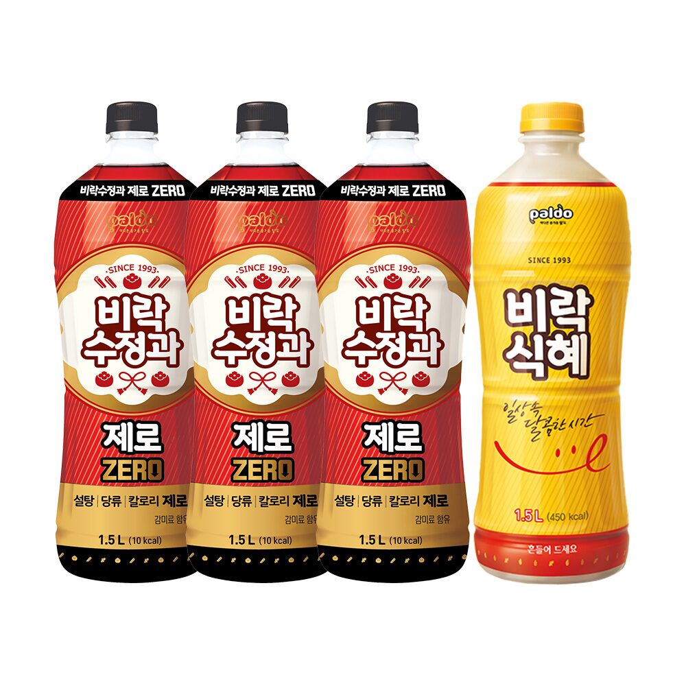 비락 수정과 제로 1.5L x3개 + 비락 식혜 1.5L x1개