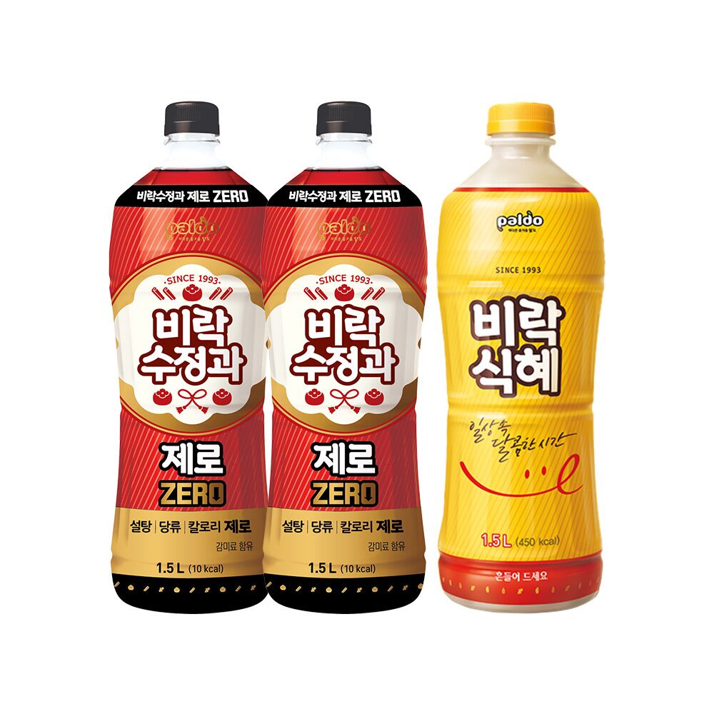 비락 수정과 제로 1.5L x2개 + 비락 식혜 1.5L x1개