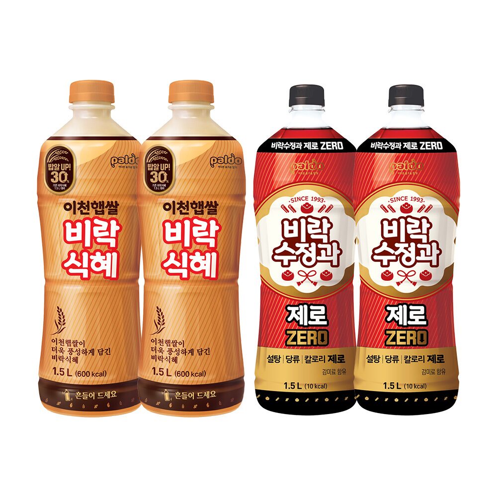 이천햅쌀 비락식혜 1.5L x2개 + 제로 수정과 1.5L x2개