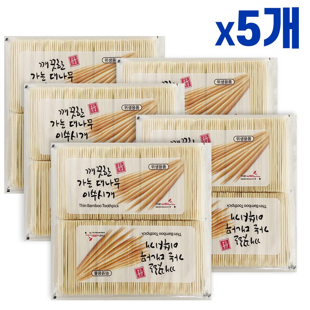 가는대나무 이쑤시개 (리필2000개)x5개 얇은요지