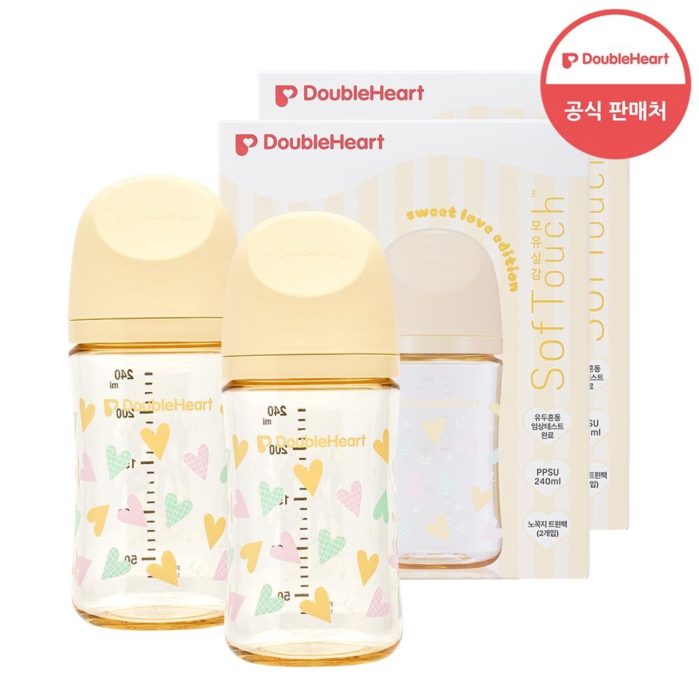 더블하트 모유실감3 스윗러브 240ml 트윈팩 1+1(젖병4개/노꼭지)