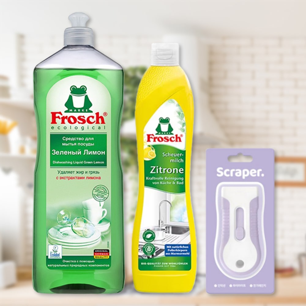 주방세제 그린레몬 1000ml +인덕션클리너 500ml 레몬 스크래퍼