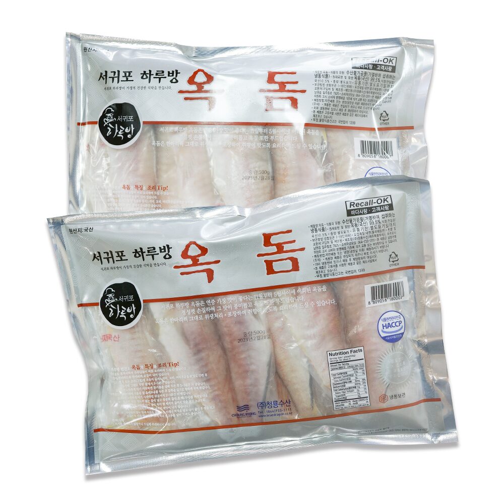 청룡수산 제주 옥돔 500g(4-6미)*2팩