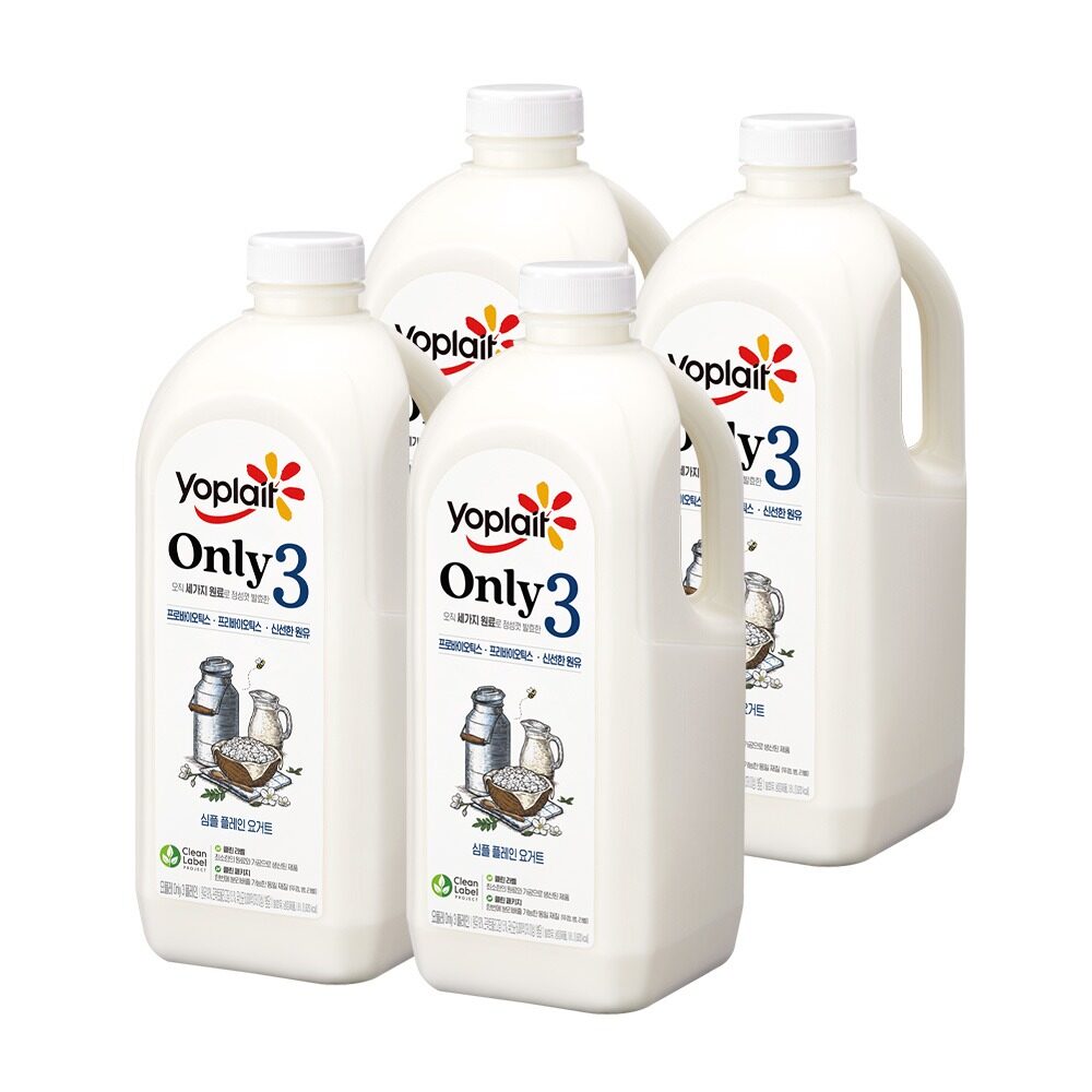 요플레 Only3 플레인 요거트 1.8L 4병