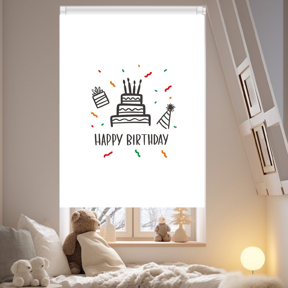 맞춤제작 - 생일케익 실사블라인드 암막 방염