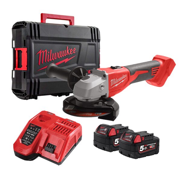 M18 BLSAG125X-502X 충전 앵글 그라인더 18V 5.0Ah 배터리 2개 125