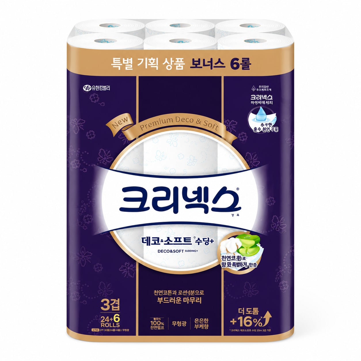 수딩플러스 데코소프트 3겹 25M 24+6롤 x1팩