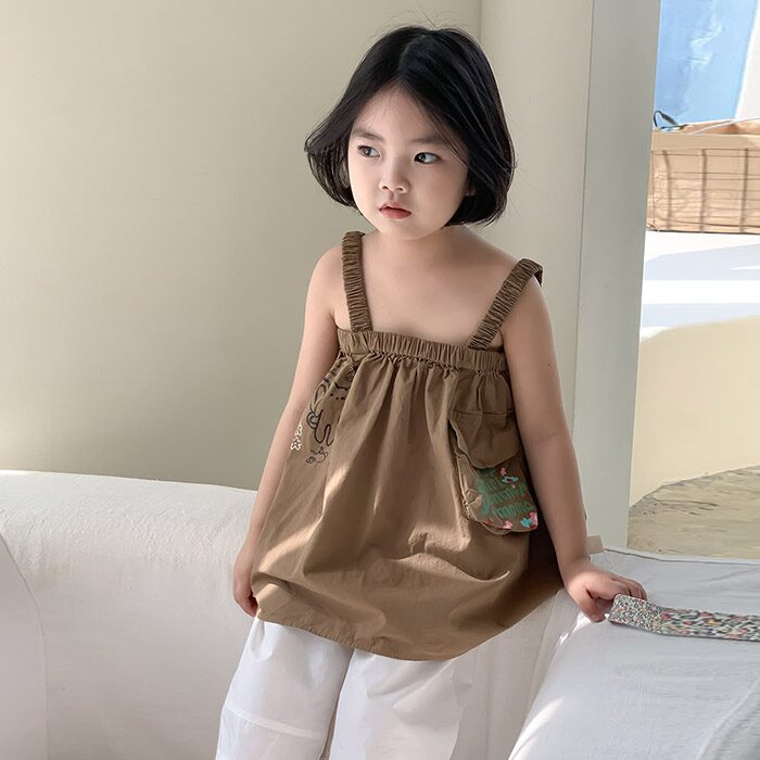 썸머 포켓 스트랩 블라우스 R11422