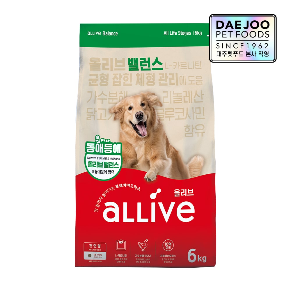 밸런스 장건강 레시피 전연령 유산균 강아지 사료 6kg